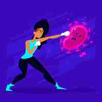 Free vector fight the virus concept with woman