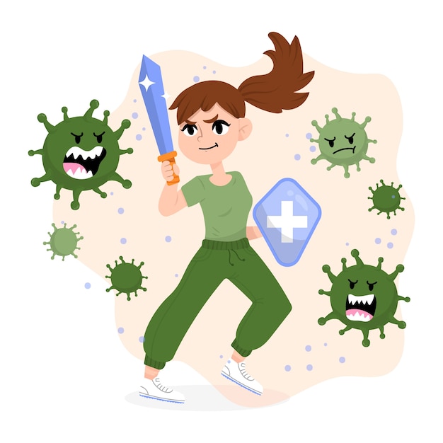 Free vector fight the virus concept