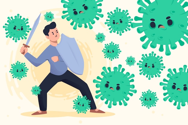 Free vector fight the virus concept