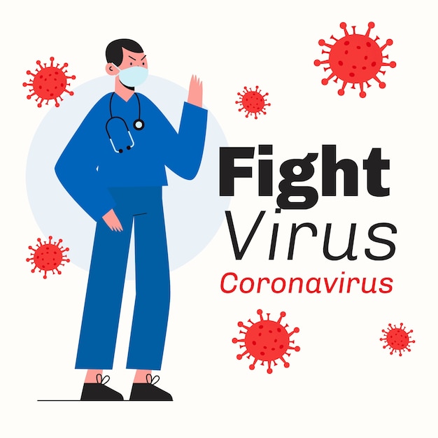 Fight the virus illustration with doctor