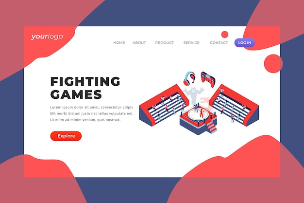Fighting games - vector landing page