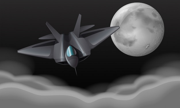 Free vector fighting jet flying at night