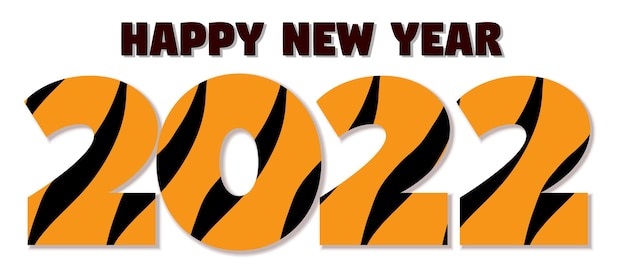 Figures 2022 in orange and black stripes of the tiger. chinese new year illustration. vector