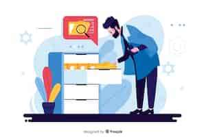 Free vector file searching concept illustration