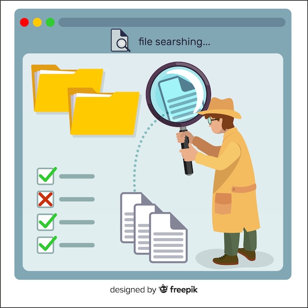 Free vector file searching concept landing page