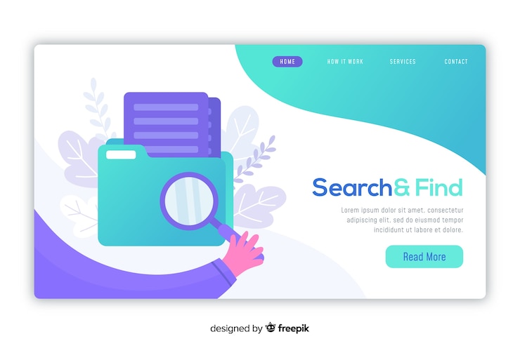 Free Vector file searching concept for landing page