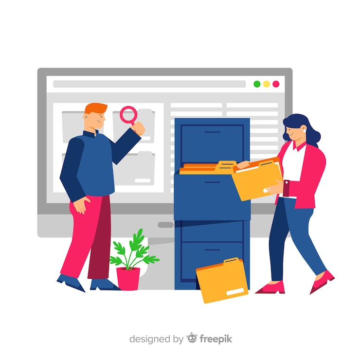 Free Vector file searching concept for landing page