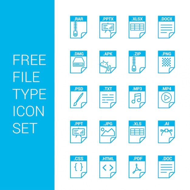File type icons set vector 