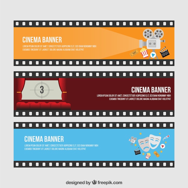 Free vector film banners set in colors