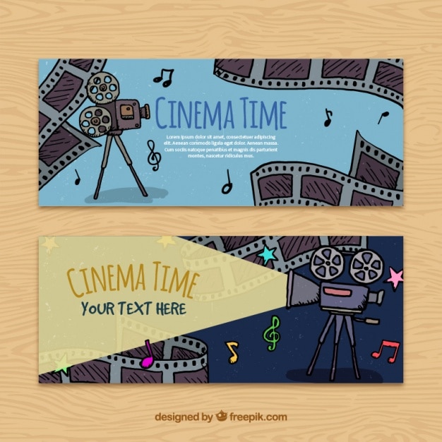 Free vector film elements sketches banners