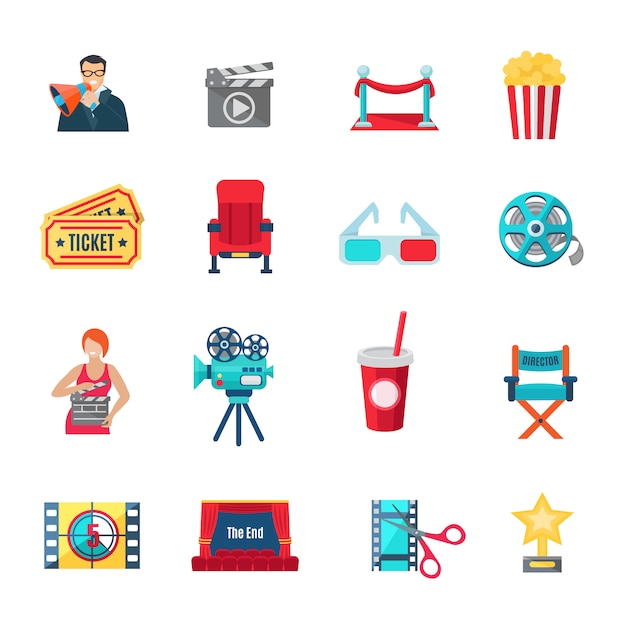 Free vector filmmaking and production icons set