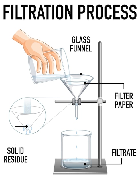 Esperimento scientifico del processo di filtrazione