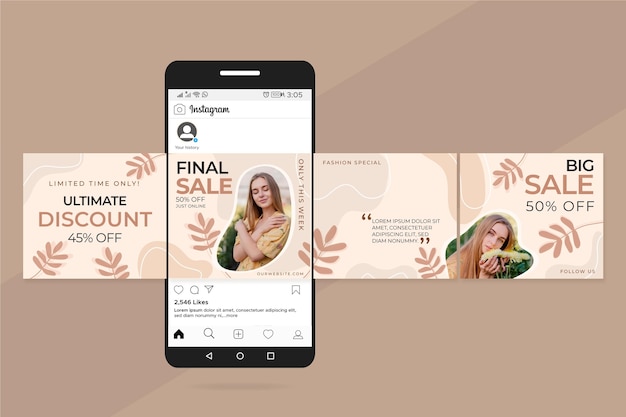 Free vector final sale instagram carousel templates