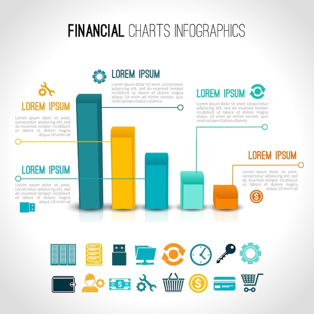 Free vector finance charts infographic