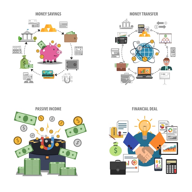 Finance decorative icons set