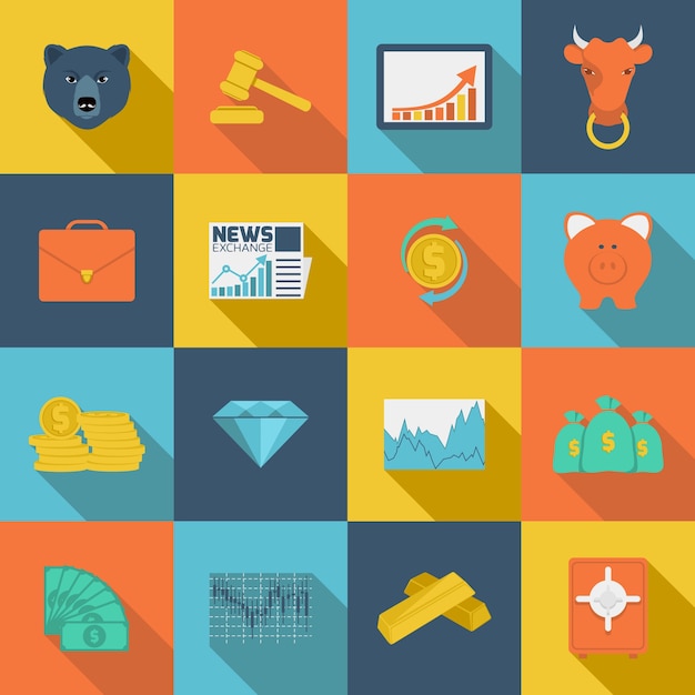 Finance exchange flat icons