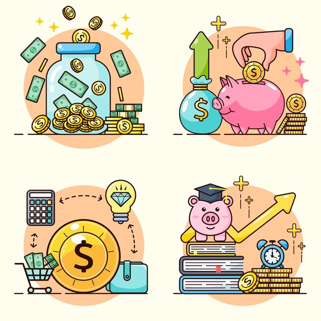 Free vector finance icons money management business icons money signs