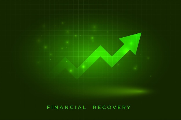 無料ベクター 金融株式市場の上向きの緑の矢印の成長の背景
