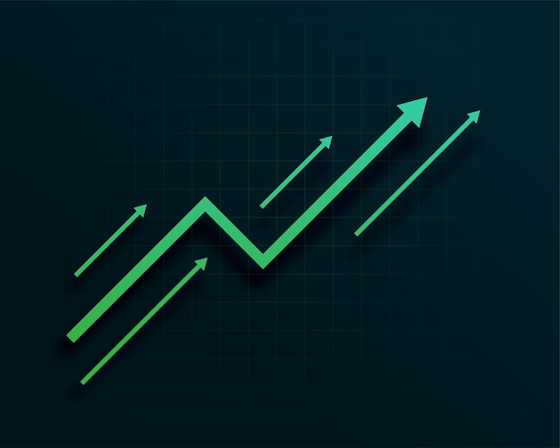 Бесплатное векторное изображение Финансовый фондовый рынок вверх зеленый фон стрелка роста