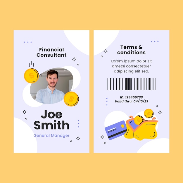 Finances concept  id card template