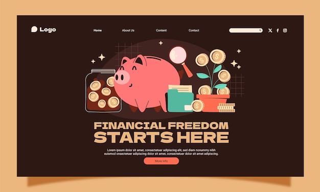 Free vector finances concept landing page  template