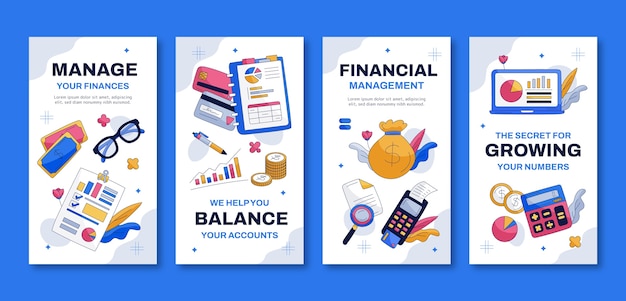 Free vector financial accounting  instagram stories