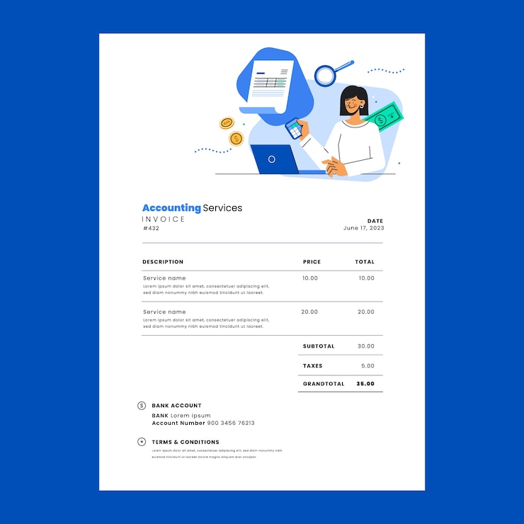 Free Vector financial accounting invoice template