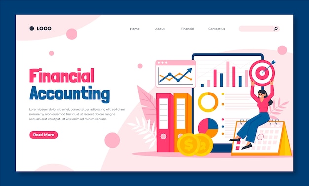 Free vector financial accounting  landing page template