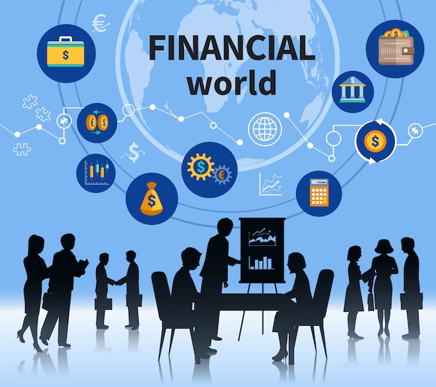 Financial business world successful management concept