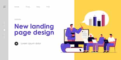 Free vector financial coach explaining people how to invest money. development, investing, education flat vector illustration. business process and finance concept for banner, website design or landing web page