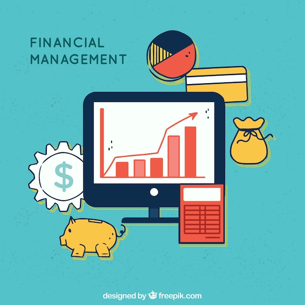 Financial concept with computer and elements