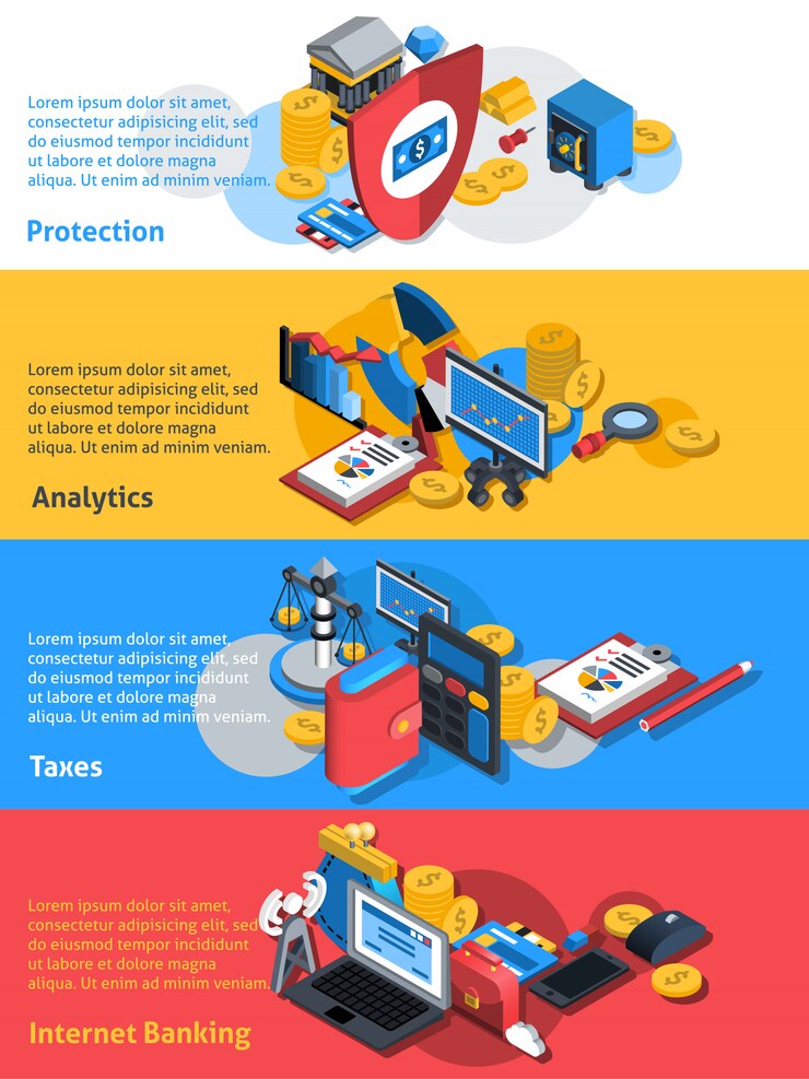 Free Vector financial isometric banners