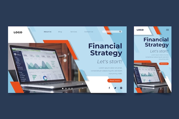 Free vector financial landing page template