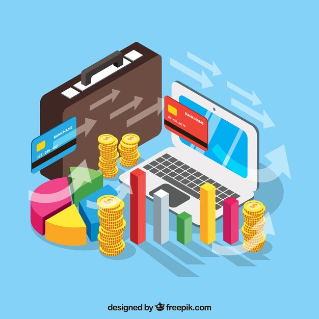 Financial management with isometric perspective