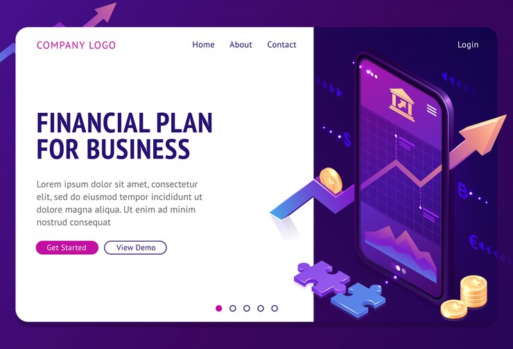 Free Vector financial plan strategy isometric landing page