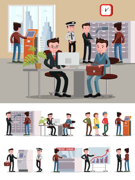 Free vector financial service people composition