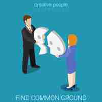 Free vector find common ground flat isometric lifestyle reconcile reconciliation concept