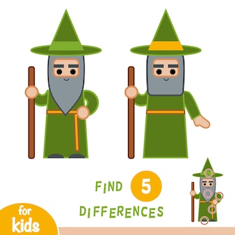 Find differences, education game for children, wizard