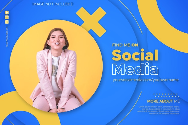 Find me on social media banner background with circle design