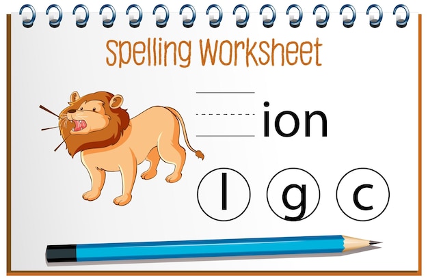 Free vector find missing letter with lion