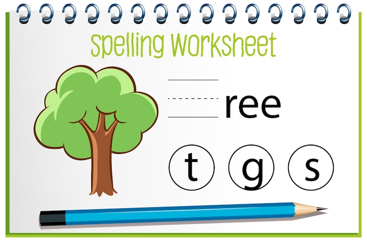 Free Vector find missing letter with tree