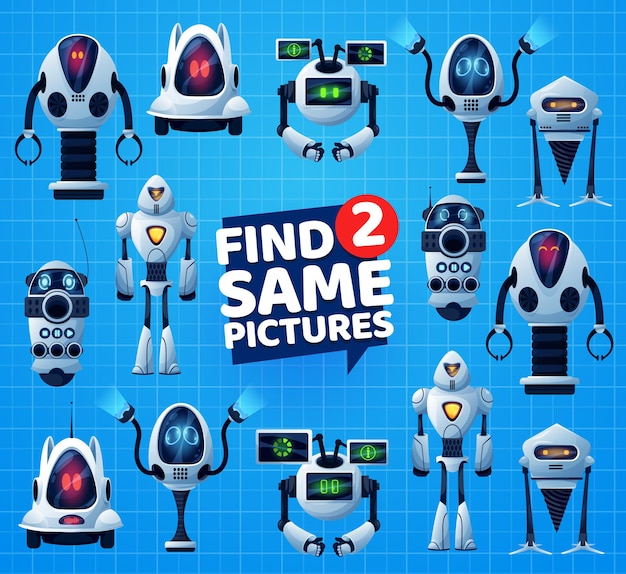 2​つの​同じ​ロボット​の​子供たち​の​迷路​ゲーム​を​見つけて​ください​。​ベクトル​教育​パズル​、​漫画​の​ロボット​、​アンドロイドボット​、​ド​ローン​、​人工​知能​サイボーグ​と​の​なぞなぞ​や​注意​テスト​の​マッチング