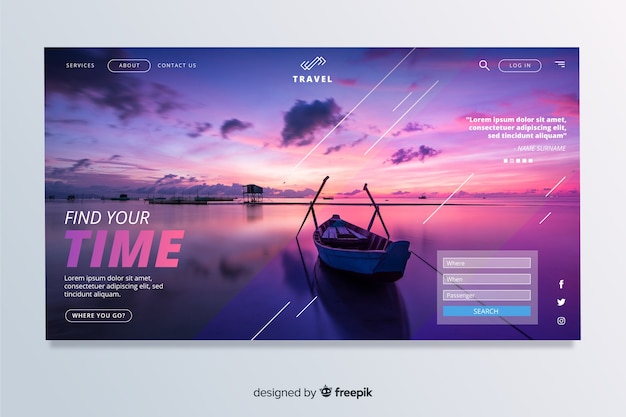 Find your time travel landing page with photo