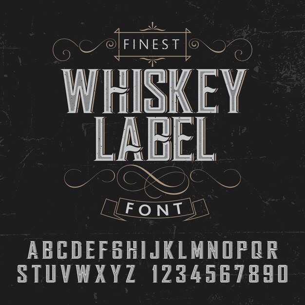 Плакат с этикеткой Finest Whisky с украшением на черном фоне