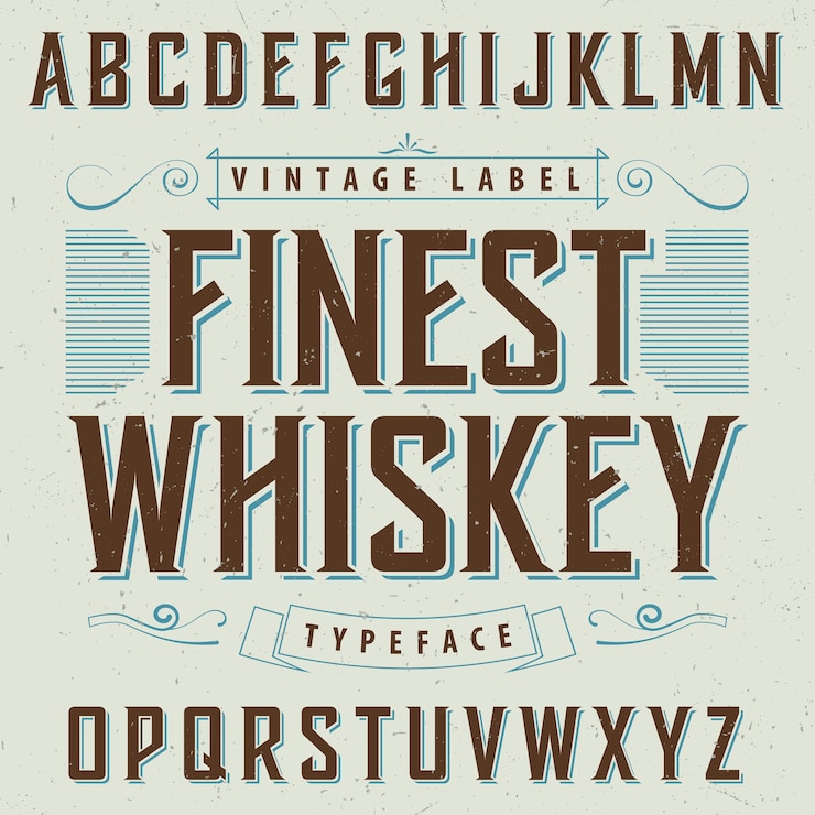 Бесплатный Вектор плакат finest whisky с украшением и лентой в винтажном стиле