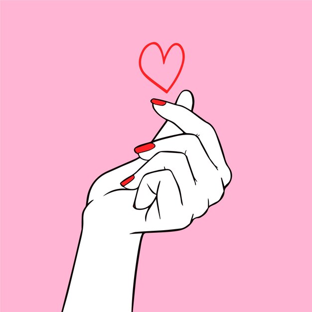 Finger heart drawn