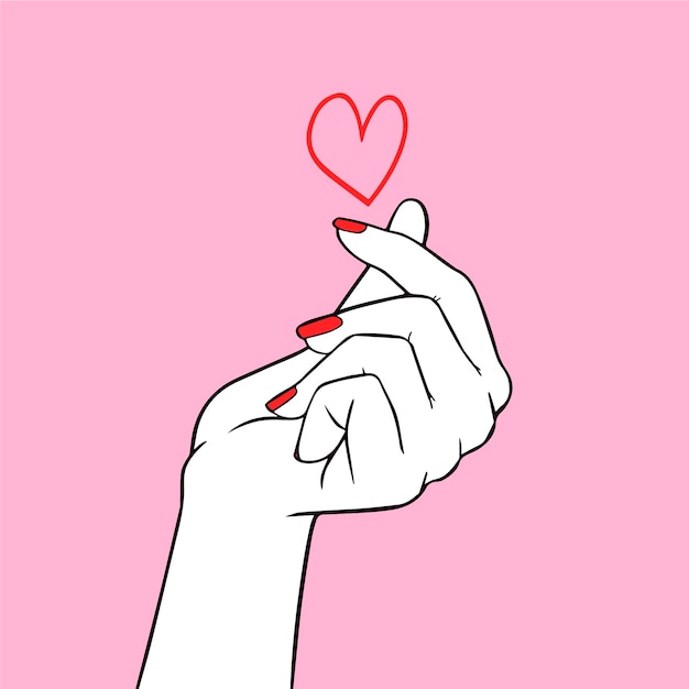 Finger heart drawn