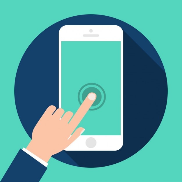 Free vector finger on a mobile phone