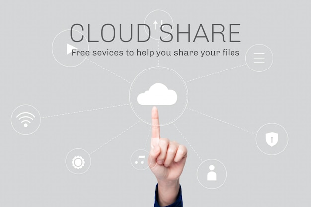 Free vector finger pointing at cloud sharing