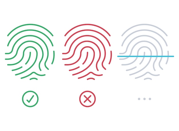 Free vector finger print approved rejected and scanning